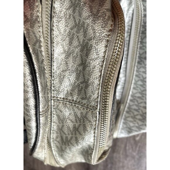 Michael Kors Mini Backpack MK Signature Women’s Leather Black Metallic Silver - Picture 12 of 16